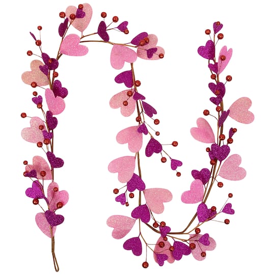 6ft. Glittered Hearts & Berries Valentine's Day Garland